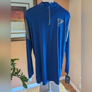 ST. Louis Blues Fanatics Note Logo 1/4 Zip Pullover - Navy Authentic Mens